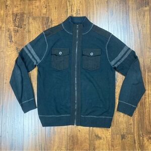 BUCKLE BLACK LABEL Men’s Cardigan Zip Up Sweater Athletic Fit Size LARGE